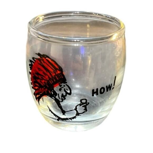 Vintage Native American Indian HOW! Collectible Barware Shot Glass - Picture 1 of 5